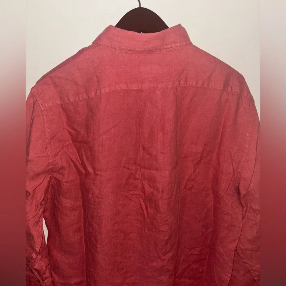 NWT J.Crew Washed linen shirt w/ point collar Medium Seasoned Red Preppy Casual